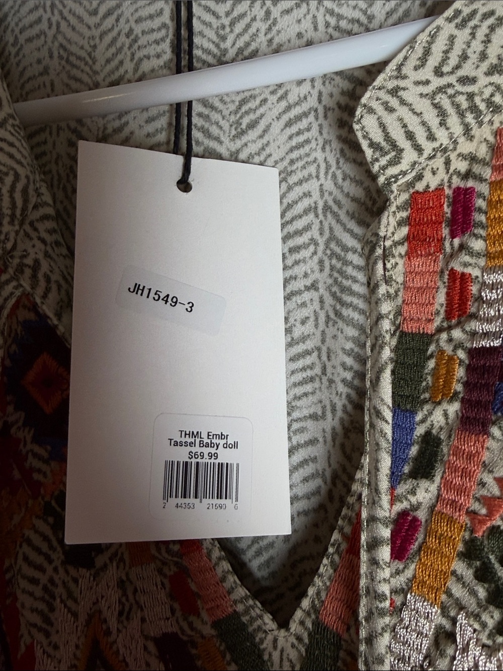 NWT Anthropologie THML Embroidered Boho Flutter Sleeve Blouse Size Small - Picture 7 of 8